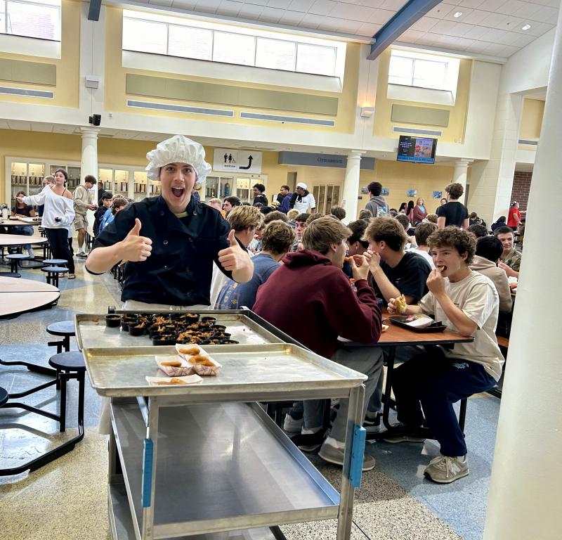 Cape culinary student Ayden Willis gives two thumbs up to the day’s samples.